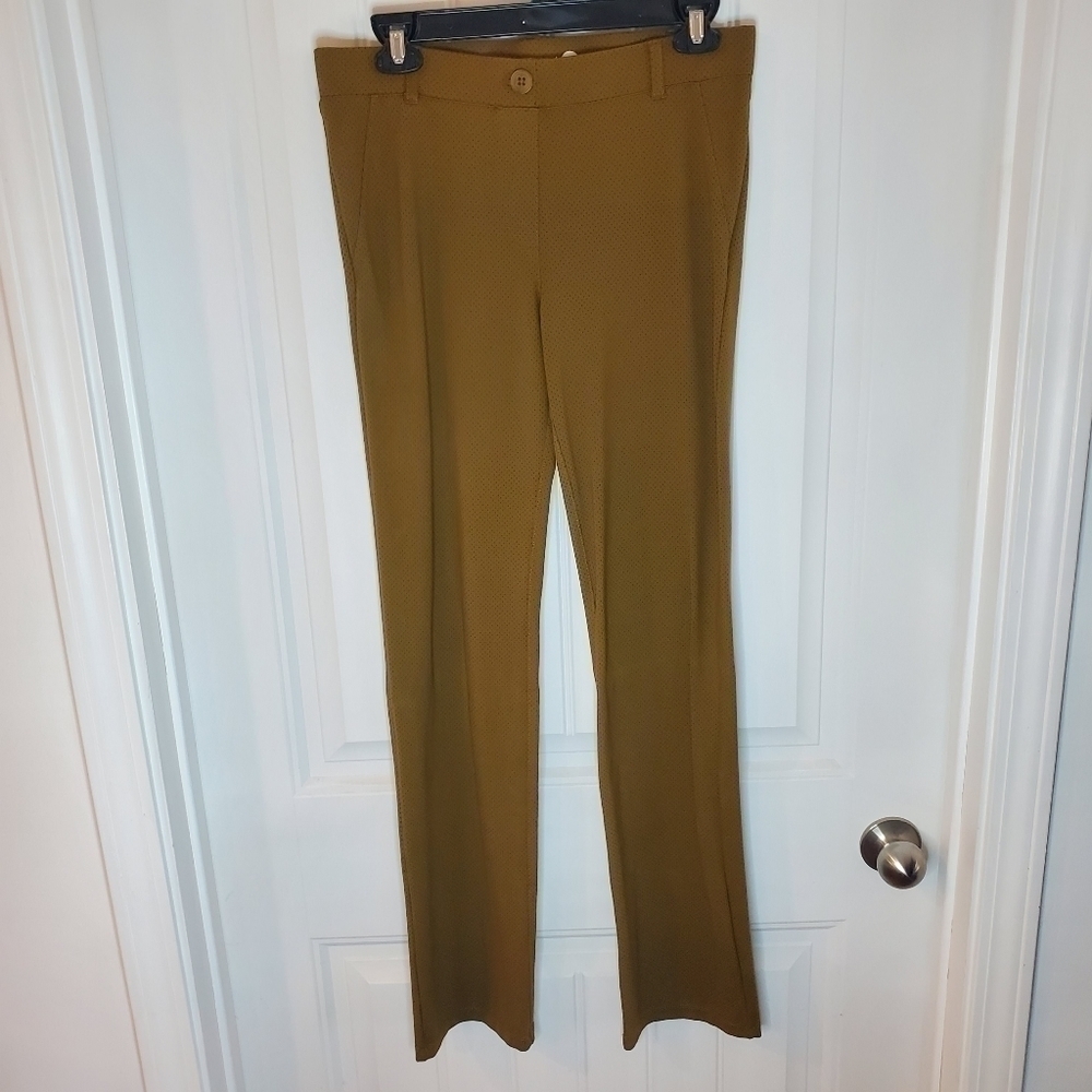 Betabrand Classic Dress pants Camel/black dot Medium